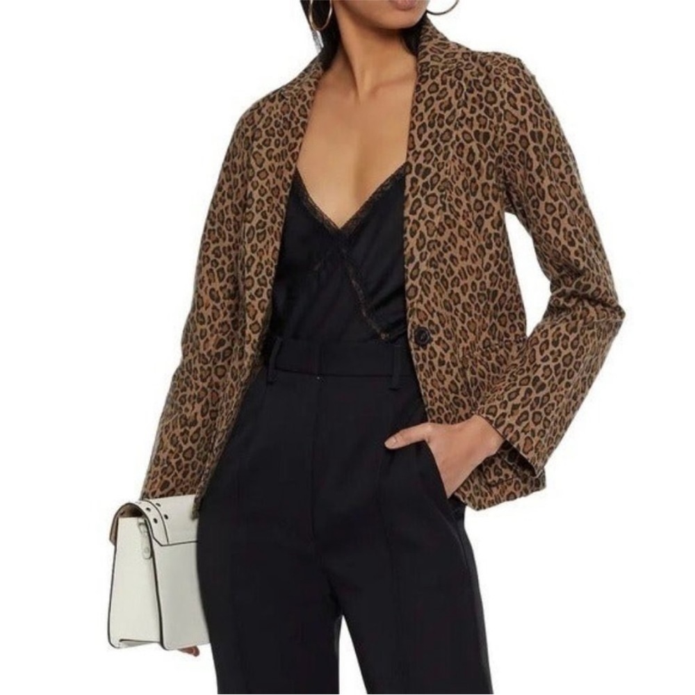 Nili Lotan Addison Blazer Zebra Print Brown Size 10